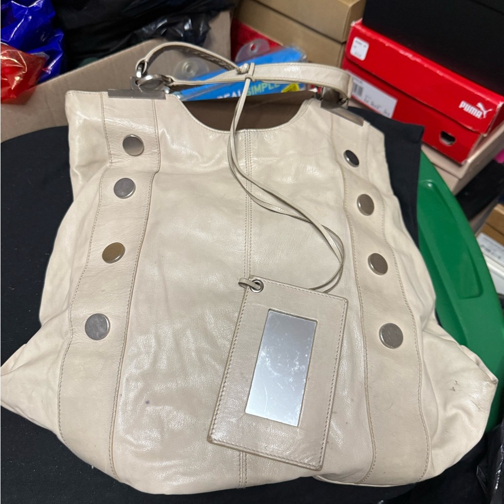 Balenciaga Cream Leather Tote Bag